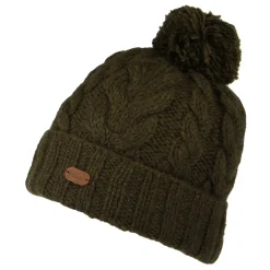 Hot Bonnet à Pompon à Torsades à Revers olive Femme Bonnets À Pompon|Bonnets