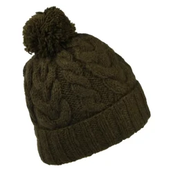 Hot Bonnet à Pompon à Torsades à Revers olive Femme Bonnets À Pompon|Bonnets