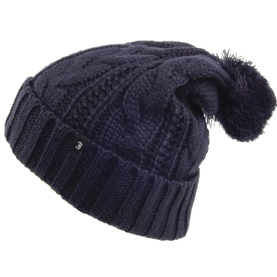 Fashion Bonnet à Pompon à Torsades bleu marine JAXON & JAMES Femme Chapeaux Hiver|Bonnets À Pompon