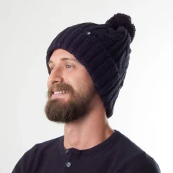 Fashion Bonnet à Pompon à Torsades bleu marine JAXON & JAMES Femme Chapeaux Hiver|Bonnets À Pompon