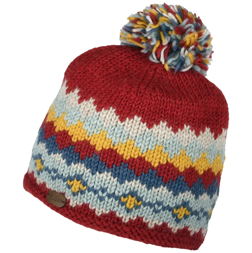 Best Sale Bonnet à Pompon Court rouge-multi Femme Chapeaux Hiver|Bonnets À Pompon
