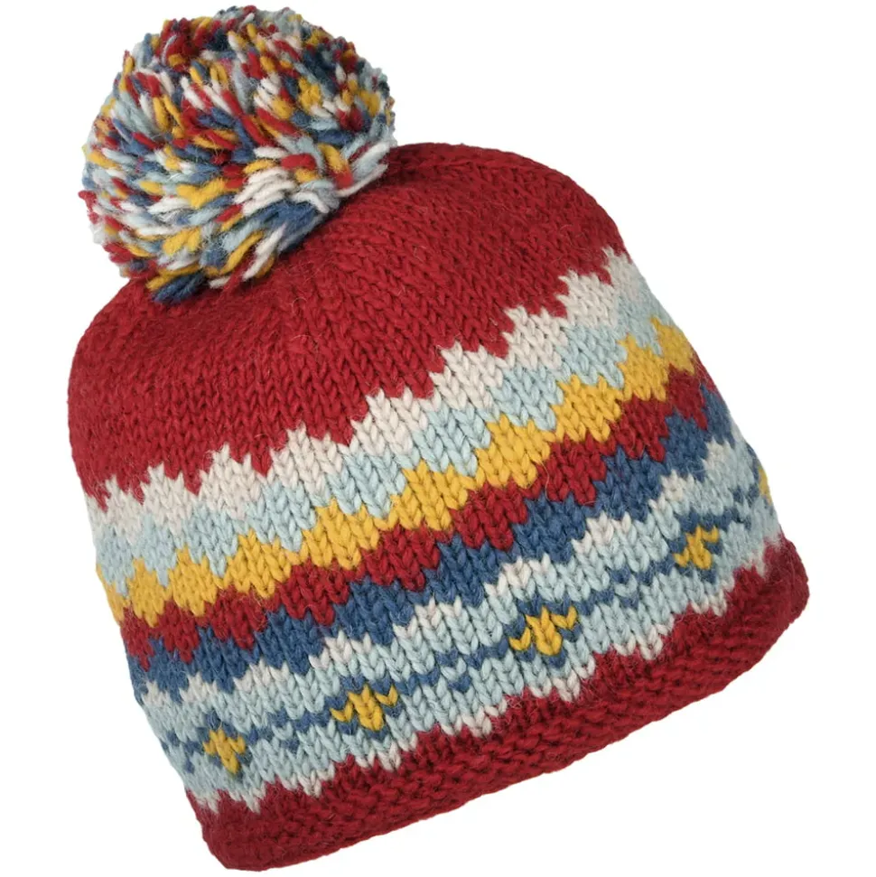 Best Sale Bonnet à Pompon Court rouge-multi Femme Chapeaux Hiver|Bonnets À Pompon