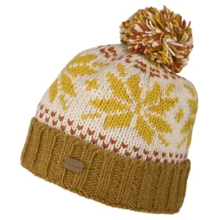 Store Bonnet à Pompon et Revers Snowflake moutarde Femme Bonnets À Pompon|Bonnets