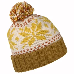 Store Bonnet à Pompon et Revers Snowflake moutarde Femme Bonnets À Pompon|Bonnets