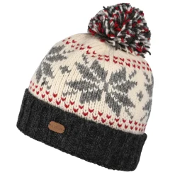 Store Bonnet à Pompon et Revers Snowflake blanc-gris Femme Bonnets À Pompon|Bonnets