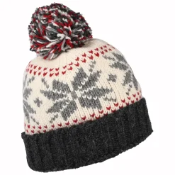 Store Bonnet à Pompon et Revers Snowflake blanc-gris Femme Bonnets À Pompon|Bonnets