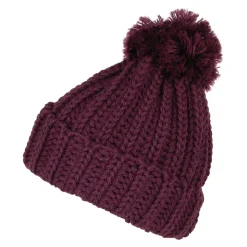 Hot Bonnet à Pompon et Revers en Laine Anglaise Grosse Maille prune Femme Bonnets À Pompon|Bonnets