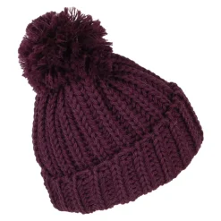 Hot Bonnet à Pompon et Revers en Laine Anglaise Grosse Maille prune Femme Bonnets À Pompon|Bonnets