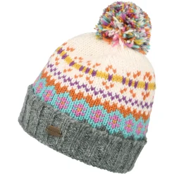 Store Bonnet à Pompon Fair Isle Mosaic crème-gris Femme Bonnets À Pompon|Bonnets