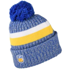 Best Sale Bonnet à Pompon NFL Sideline Sport Knit Los Angeles Rams bleu roi-or Femme Bonnets À Pompon|Chapeaux Hiver