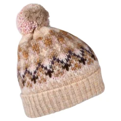 Outlet Bonnet à Pompon Recyclé Renaa marron clair Femme Chapeaux Hiver|Bonnets À Pompon