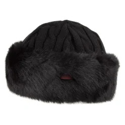 Online Bonnet à Torsades et Fausse Fourrure noir Femme Fausse Fourrure|Chapeaux Hiver