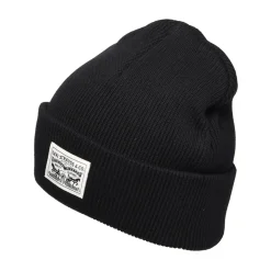 Discount Bonnet en Coton Backpatch noir LEVI'S Femme Bonnets|Chapeaux Hiver