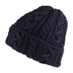 Clearance Bonnet en Laine Anglaise à Torsades et Revers bleu marine Femme Bonnets|Chapeaux Hiver
