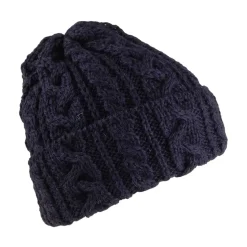 Clearance Bonnet en Laine Anglaise à Torsades et Revers bleu marine Femme Bonnets|Chapeaux Hiver