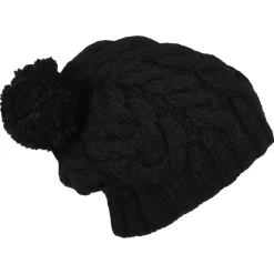Shop Bonnet Long à Pompon noir Femme Bonnets À Pompon|Bonnets