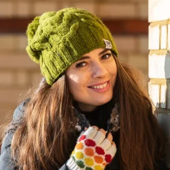 Flash Sale Bonnet Long à Pompon olive Femme Bonnets À Pompon|Bonnets