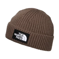 Best Bonnet Marin à Revers TNF Logo Box marron fumé Femme Bonnets|Chapeaux Hiver