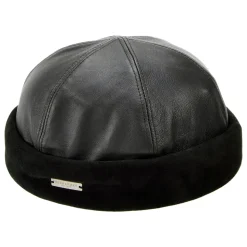 Discount Bonnet Miki Breton en Cuir noir Femme Bonnets|Bonnets