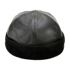 Discount Bonnet Miki Breton en Cuir noir Femme Bonnets|Bonnets