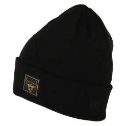 Best Sale Bonnet NBA Metallic Badge Cuff Knit Chicago Bulls noir-doré Homme Chapeaux Hiver|Bonnets
