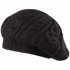 Hot Béret en Alpaga noir Femme Chapeaux Hiver|Bonnets