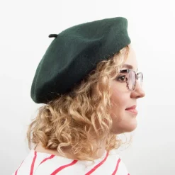 Sale Béret en Laine vert foncé JAXON & JAMES Femme Bérets|Chapeaux Femme