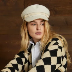 Outlet Casquette de Marin Bouclé blanc cassé Femme Casquettes Femme|Chapeaux Femme