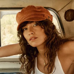 Sale Casquette de Marin en Velours Côtelé terracotta Femme Casquettes Femme|Chapeaux Femme