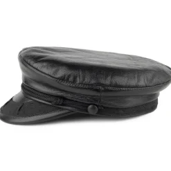 Best Sale Casquette de Marin Grec en Cuir Classic noir JAXON & JAMES Femme Casquettes Femme|Chapeaux Femme