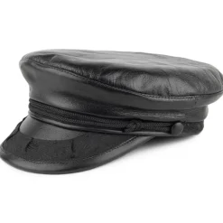 Online Casquette de Marin Grec en Cuir noir JAXON & JAMES Femme/Homme Grandes Tailles|Casquettes De Marin