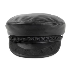 Online Casquette de Marin Grec en Cuir noir JAXON & JAMES Femme/Homme Grandes Tailles|Casquettes De Marin
