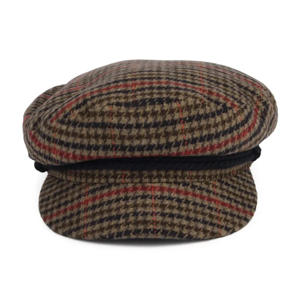 Store Casquette de Marin Pied-de-Poule marron clair-bleu marine Femme/Homme Casquettes De Marin|Casquettes De Marin