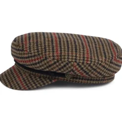 Store Casquette de Marin Pied-de-Poule marron clair-bleu marine Femme/Homme Casquettes De Marin|Casquettes De Marin