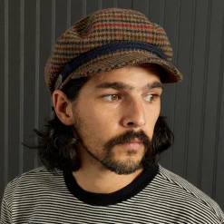 Store Casquette de Marin Pied-de-Poule marron clair-bleu marine Femme/Homme Casquettes De Marin|Casquettes De Marin