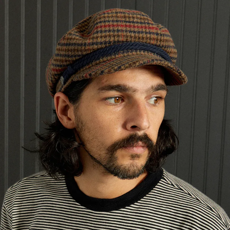 Store Casquette de Marin Pied-de-Poule marron clair-bleu marine Femme/Homme Casquettes De Marin|Casquettes De Marin