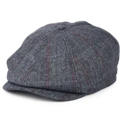 Sale Casquette Gavroche à Carreaux et Chevrons Brood bleu marine délavé-beige Femme/Homme Casquettes Plates|Chapeaux Hiver