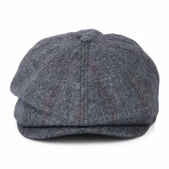 Sale Casquette Gavroche à Carreaux et Chevrons Brood bleu marine délavé-beige Femme/Homme Casquettes Plates|Chapeaux Hiver