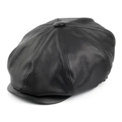 New Casquette Gavroche en Cuir Noclin noir Femme Casquettes Plates|Casquettes Femme