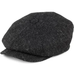 Best Sale Casquette Gavroche en Harris Tweed Taransay noir-anthracite JAXON & JAMES Femme/Homme Casquettes Plates|Grandes Tailles