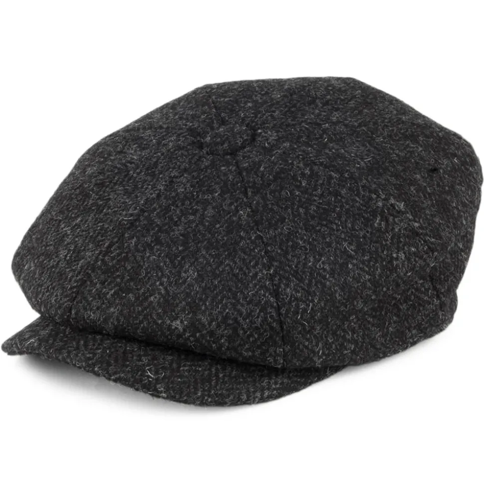 Best Sale Casquette Gavroche en Harris Tweed Taransay noir-anthracite JAXON & JAMES Femme/Homme Casquettes Plates|Grandes Tailles