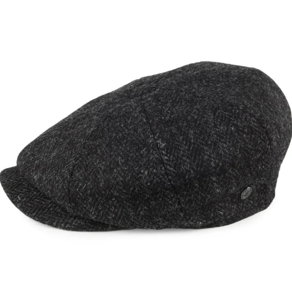 Best Sale Casquette Gavroche en Harris Tweed Taransay noir-anthracite JAXON & JAMES Femme/Homme Casquettes Plates|Grandes Tailles