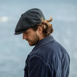 Best Sale Casquette Gavroche en Harris Tweed Taransay noir-anthracite JAXON & JAMES Femme/Homme Casquettes Plates|Grandes Tailles