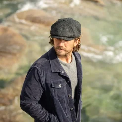 Best Sale Casquette Gavroche en Harris Tweed Taransay noir-anthracite JAXON & JAMES Femme/Homme Casquettes Plates|Grandes Tailles