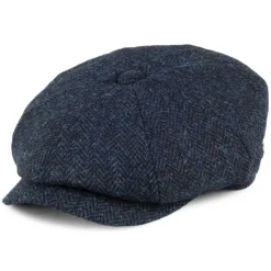 Sale Casquette Gavroche en Harris Tweed Skye bleu-noir JAXON & JAMES Femme/Homme Casquettes Plates|Grandes Tailles