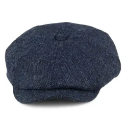 Sale Casquette Gavroche en Harris Tweed Skye bleu-noir JAXON & JAMES Femme/Homme Casquettes Plates|Grandes Tailles