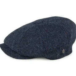 Sale Casquette Gavroche en Harris Tweed Skye bleu-noir JAXON & JAMES Femme/Homme Casquettes Plates|Grandes Tailles