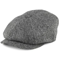 Clearance Casquette Gavroche en Harris Tweed Castlebay noir-gris JAXON & JAMES Femme/Homme Casquettes Plates|Chapeaux Hiver