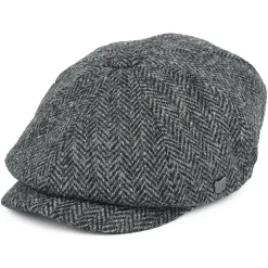 Clearance Casquette Gavroche en Harris Tweed à Chevrons Carloway anthracite Femme/Homme Casquettes Plates|Chapeaux Hiver