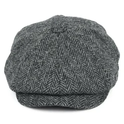 Clearance Casquette Gavroche en Harris Tweed à Chevrons Carloway anthracite Femme/Homme Casquettes Plates|Chapeaux Hiver